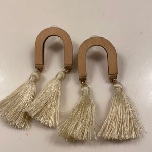 3/$15 Cream and wooden fun earrings